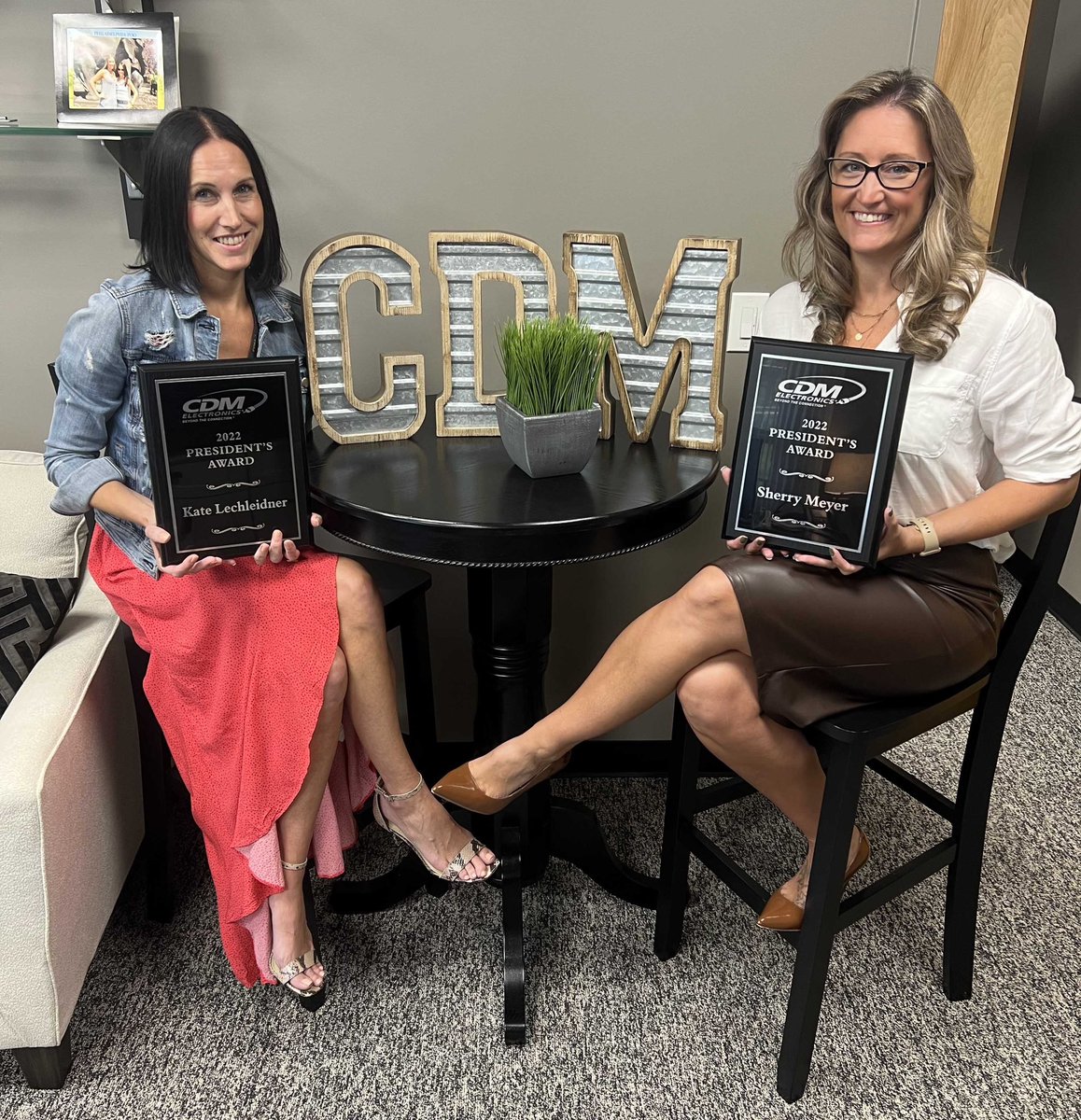 CDM Electronics congratulates President’s Award winners Kate Lechleidner (left) and Sherry Meyer (right.) Well earned for an exceptional year of customer focus! #CustomerService #PresidentsAward