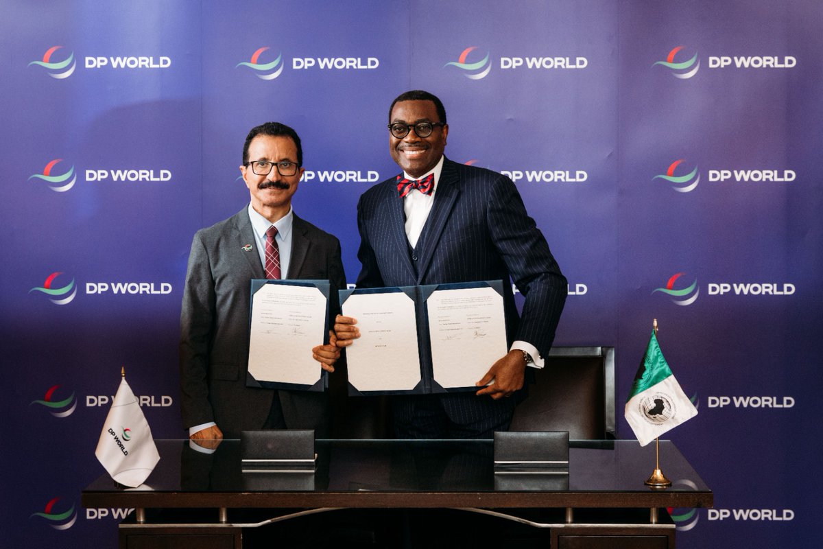 On the sidelines of #UNGA78 I met @akin_adesina, @AfDB_Group President, to sign a MOU that through the development and financing of port infrastructure and logistics platforms will help address the current infrastructure gap in the region and unlock economic growth opportunities.