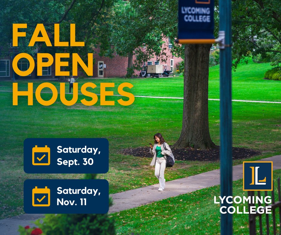 Our first fall open house is just under two weeks away! Know a high school student who would make a great Warrior? Share this post with them and encourage them to visit us this fall! 🍂 Register here: lycoming.edu/admissions/vis…
