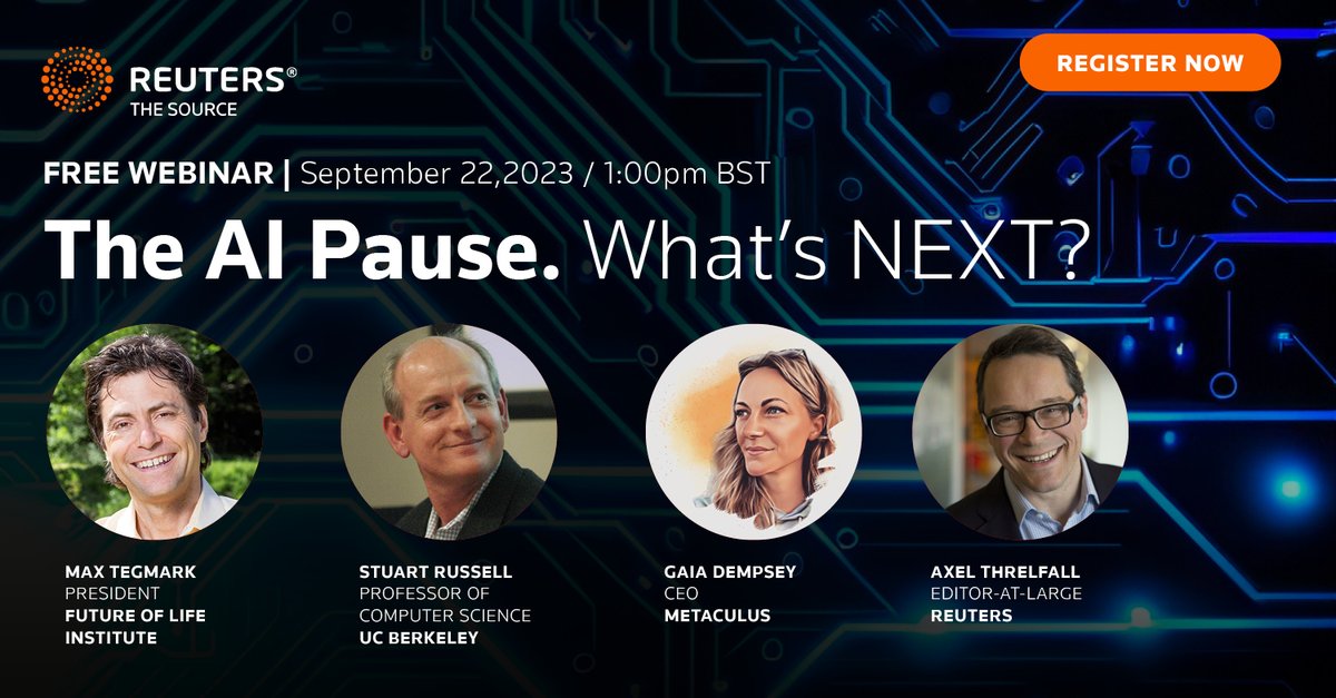 Have we already lost control of AI? bit.ly/3EKtFab

This Friday (1pm BST) we are excited to host a discussion between Max Tegmark, Co-Founder of the Future of Life Institute (FLI), and AI expert Stuart Russell, both signatories of the open letter.