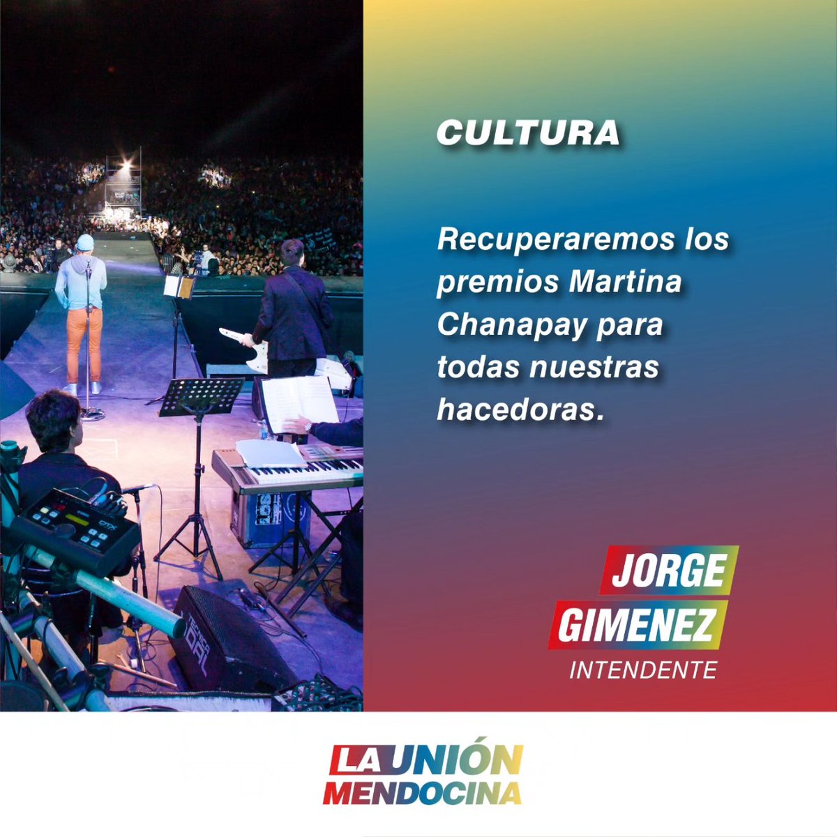 JorgeGimenezOk's tweet photo. San Martin 🎭 PROPUESTAS CULTURALES 🎭

Fomentar el arte, generando espacios de recreación para que todos nuestros vecinos y vecinas puedan disfrutar del cine 📽️ la música 🎸y el teatro 🎭

Hagamos que San Martín vuelva a brillar ✨ 

Acompáñanos con tu voto. Votá lista 504. https://t.co/iDm1j0DvuG