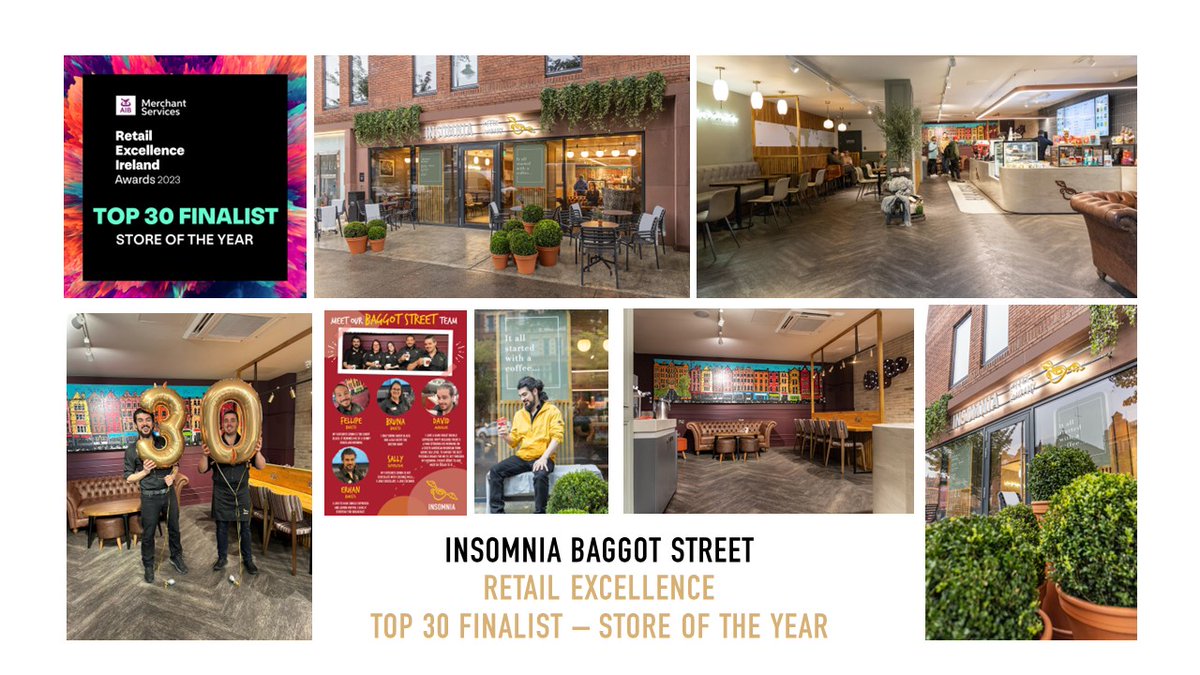 Insomnia Coffee (@_insomniacoffee) on Twitter photo We are thrilled to announce that Insomnia Baggot Street has been selected as one of the Top 30 Finalists in the 2023 AIBMS <a href="/RetailExIreland/">Retail Excellence Ireland</a> Awards!
We couldn't have achieved this without our amazing team and our wonderful customers. 🙌 We are thrilled to announce that Insomnia Baggot Street has been selected as one of the Top 30 Finalists in the 2023 AIBMS <a href="/RetailExIreland/">Retail Excellence Ireland</a> Awards!
We couldn't have achieved this without our amazing team and our wonderful customers. 🙌