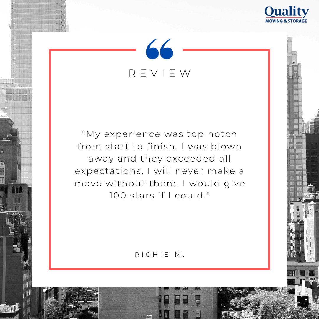 QualityMovingNY's tweet photo. Thank you for the kind words, Richie! We are so glad your move was made easier with our services. After all, our tagline is "We Move Your Life", and we do so with care and respect. #QualityBrawn #5StarReview #CustomerTestimonial https://t.co/D7VUf4fn8u