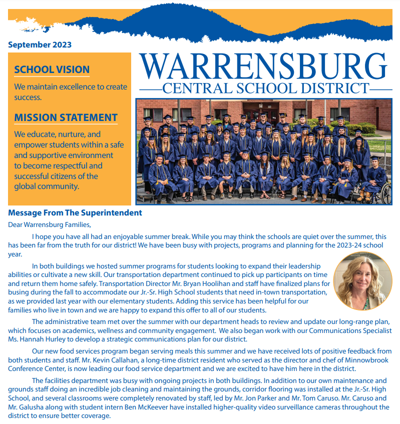If you have not seen a physical copy of our September Newsletter, make sure to read it online! You can read what this semester will bring for students, meet new staff members, and catch up on the developments that occurred in the district over the summer. 5il.co/24p3l