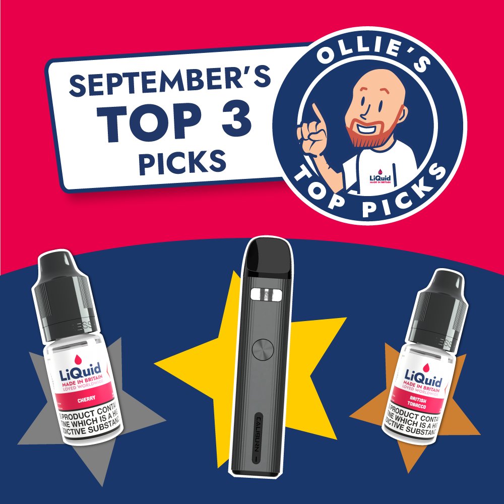 September's Top 3 Picks 🌟

Cherry 🍒 
Caliburn G2 Device 💨
British Tobacco 🍂 

FREE DELIVERY ON ORDERS OVER £15 ✨ T&amp;Cs Apply

Shop now via the link in our bio 🔗

#vape #vapelife #vapecommunity #vapenation #vaping #vapers #vapedaily #vaper #eliquid #ecigs #onepoundeliquid