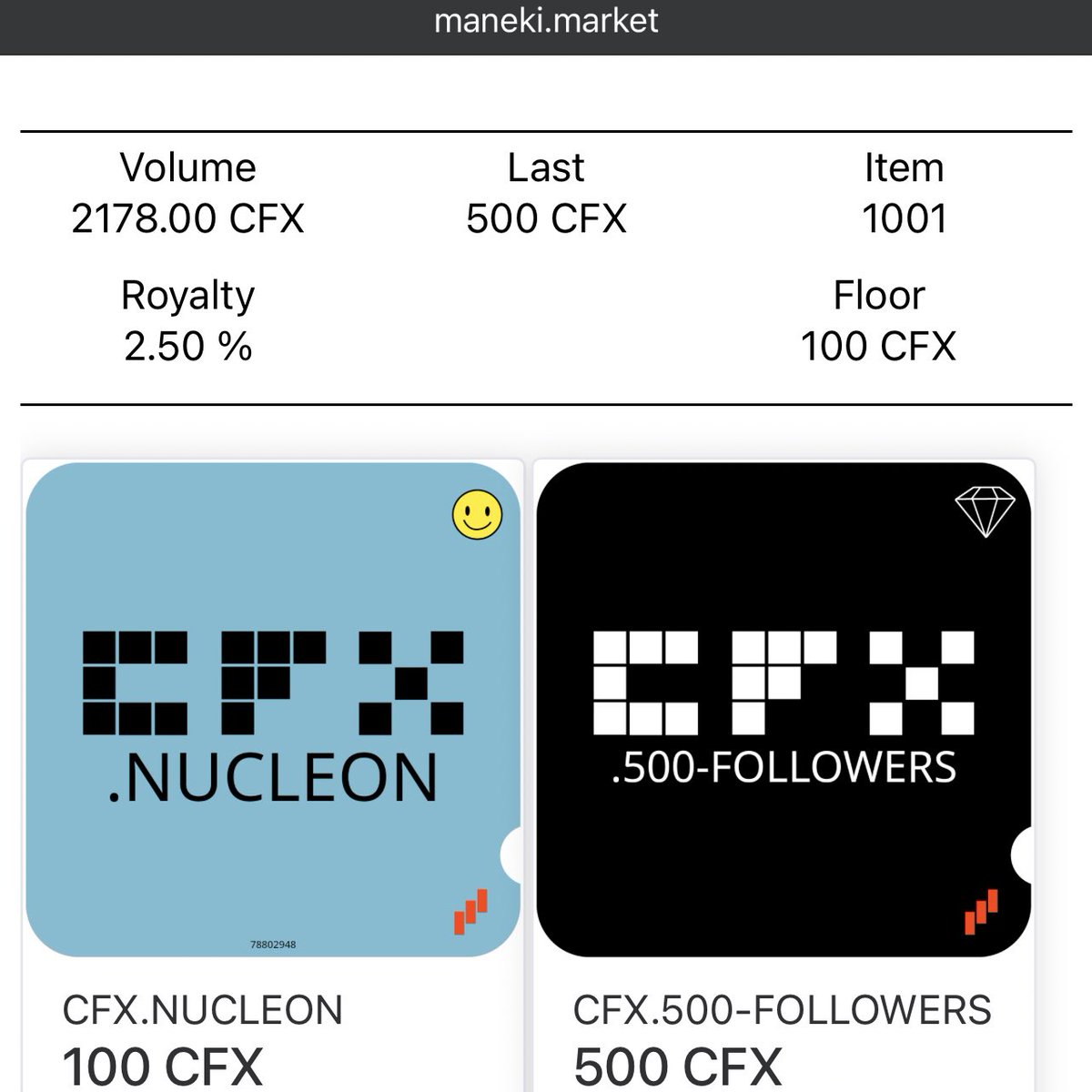 ManekiMeowOrg's tweet photo. πβ¨ 1,001 #CFXNAME tokens minted, each one with a unique story from across the globe. Let's celebrate the diversity and creativity in the world of NFTs! π #NFTCommunity #CryptoArt @Conflux_Network https://t.co/PA70aPuzM4