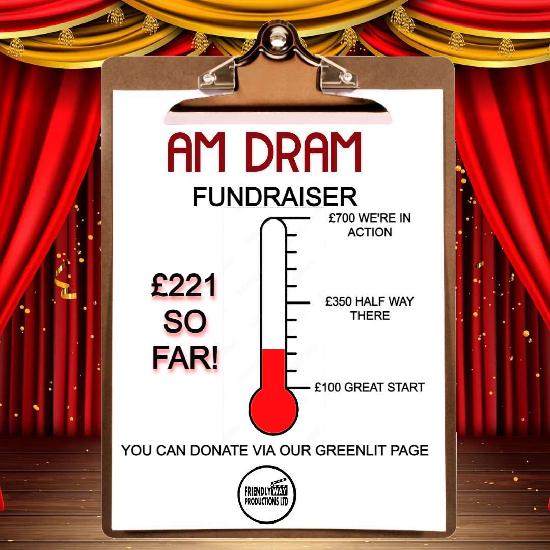 A huge thank you to those who have donated toward our project AmDram. We've raised £221 currently! 🤩 Fundraising is happening over on our GreenLit page if you would like to donate greenlit.com/project/amdram… or feel free to like and share this post with family and friends 😁