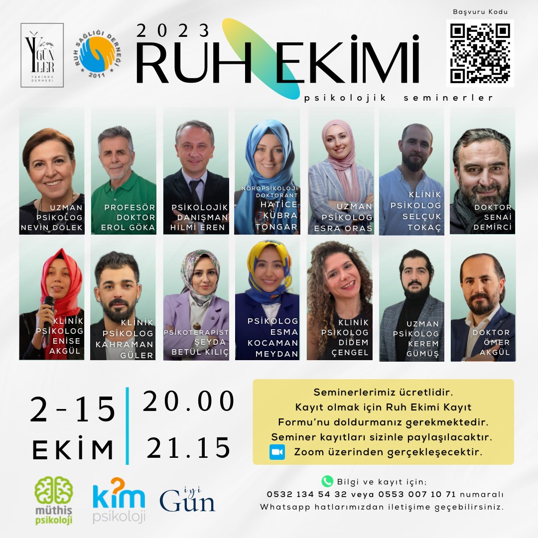 ruhsagligider's tweet photo. Müthiş Psikoloji, Kim Psikoloji ve İyi Gün Psikoloji işbirliğinde gerçekleşecek olan 'Ruh Ekimi Online Seminerler' programımız başlıyor! 📷Detaylı bilgi ve Kayıt için 532 134 54 32 veya 553 007 10 71 iletişime geçebilirsiniz. https://t.co/gnftboBr5J