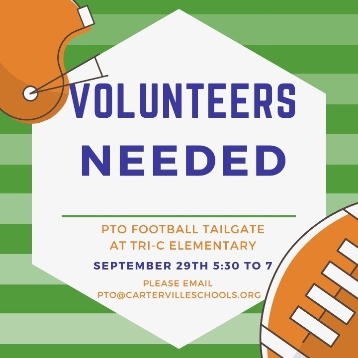 tricelementary's tweet photo. Friday, September 29th is our annual PTO Tailgate. Come out to enjoy free food, fun, and Lions Football! We need volunteers to help with this event. You can email the PTO at pto@cartervilleschools.org with your availability.  Go Lions! https://t.co/WeKLna8jw5