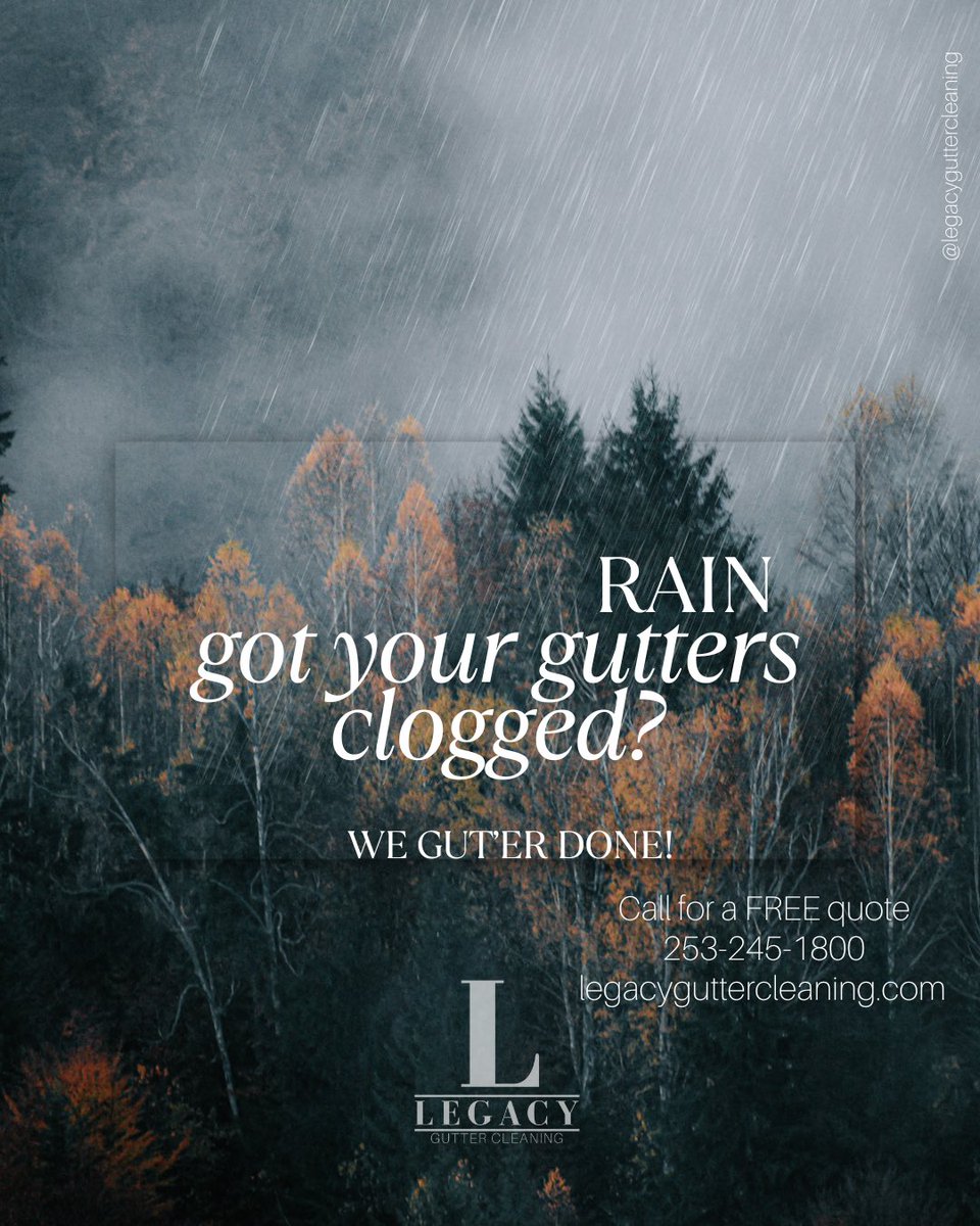 LegacyGutter's tweet image. Rain got your gutters clogged?

The rainy season is upon us and now’s a great time to make sure your gutters are free of any leaves and debris that might cause a backup and costly damages to your roof.

Keeping your roof and gutters clean preserves the life of your home.