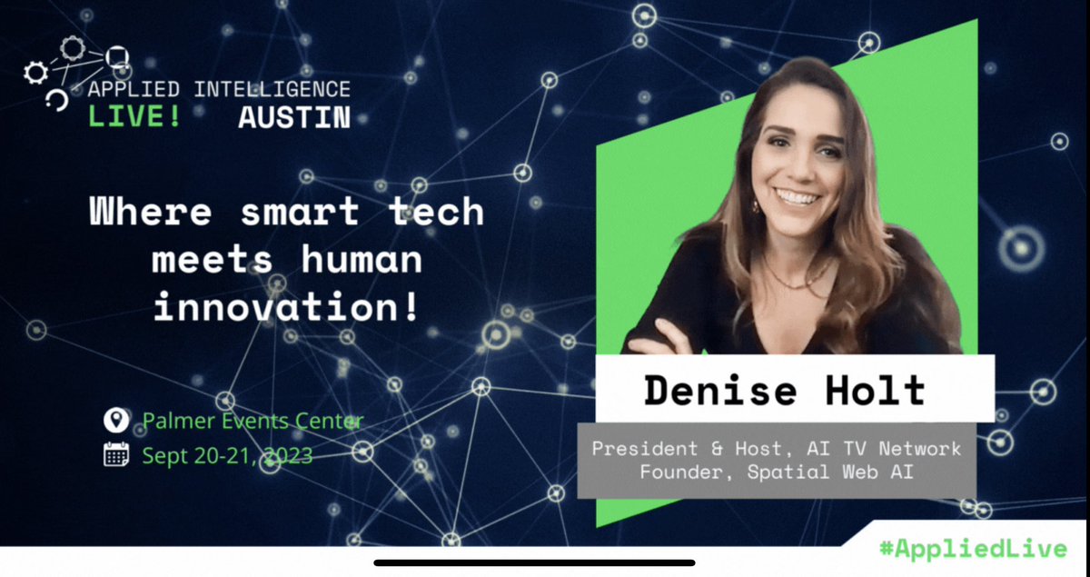 deniseholt_'s tweet image. Here at Applied Intelligence LIVE in Austin. Looking forward to speaking tomorrow at 1:50 pm on the Headliners Stage
If you’re here in Austin, come on by!

austin.appliedintelligence.live

#AppliedLIVE