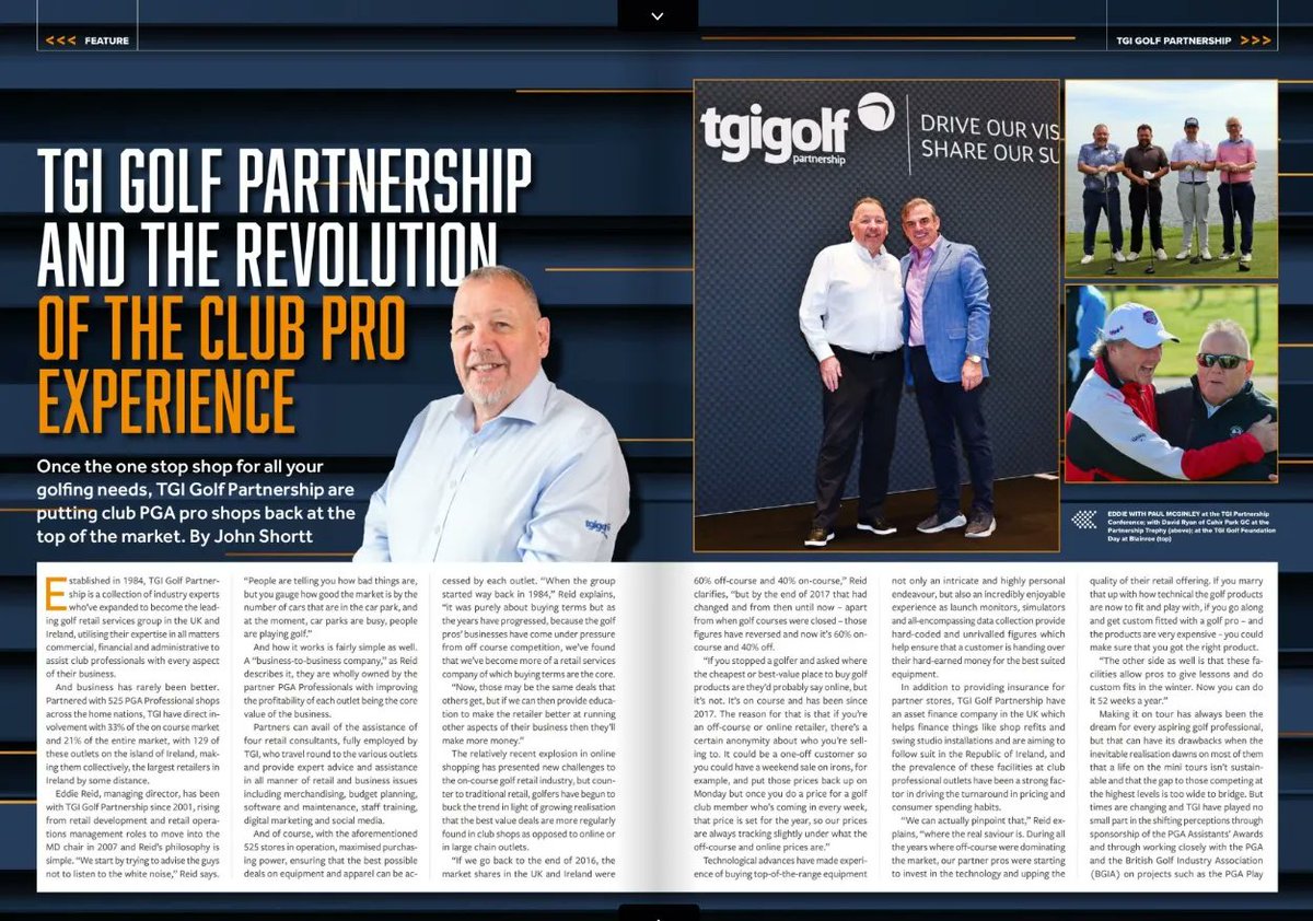 TGI's Eddie Reid discusses the importance of the Club Pro in this months Irish Golfer and explains how on course is the best value place for consumers to buy golf goods...

Read the full article here (pages 66-68)  👉 buff.ly/45Wvk8t