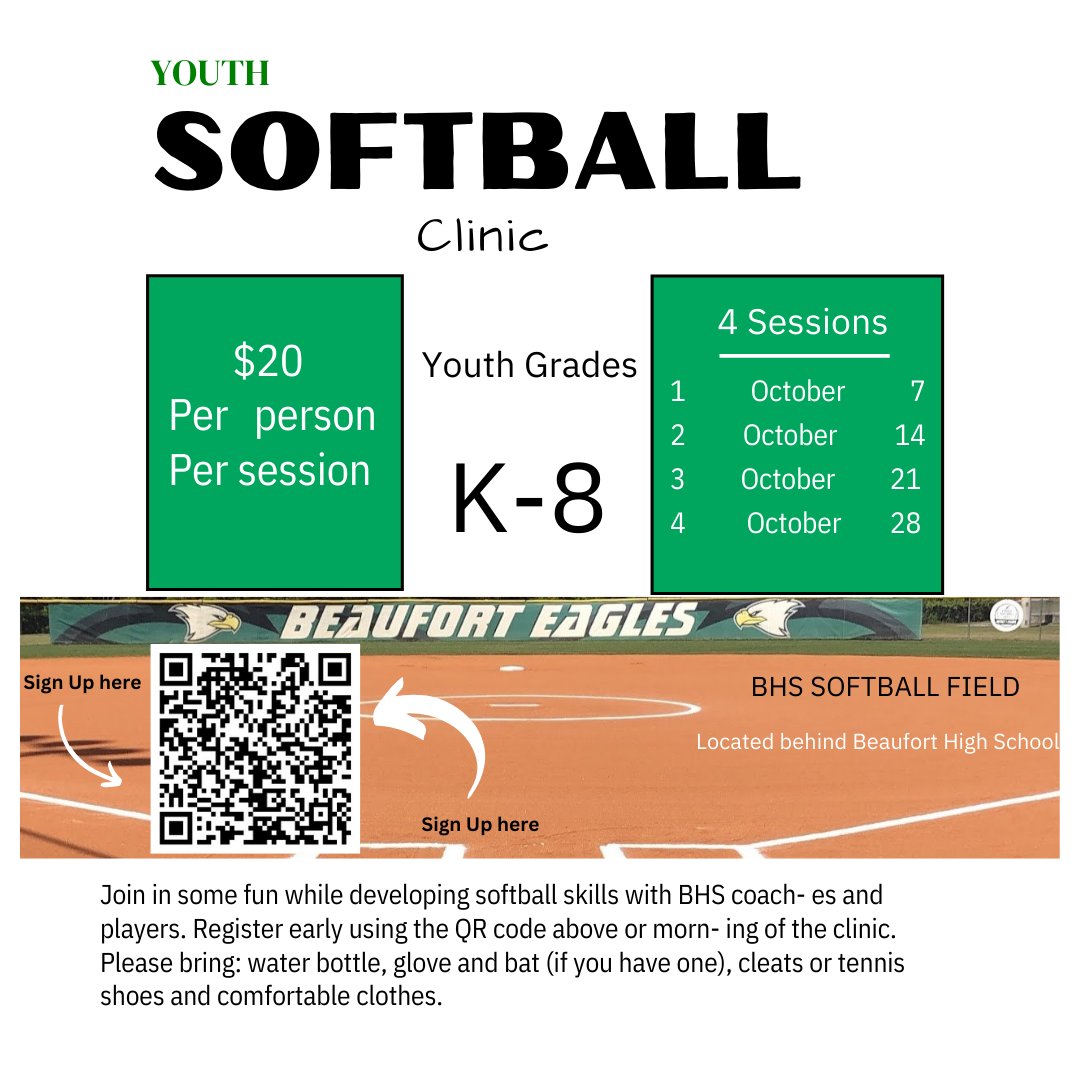 Bft_Softball's tweet photo. Youth Softball Clinics are here https://t.co/tOpF5RHPG6