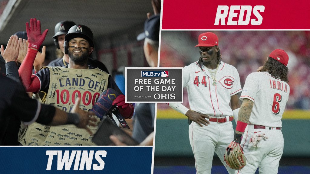 The @Twins and @Reds wrap up their series with major postseason implications at 12:35 p.m. ET. Watch for FREE on #MLBTV, presented by @Oriswatches. MLB.com/FreeGame