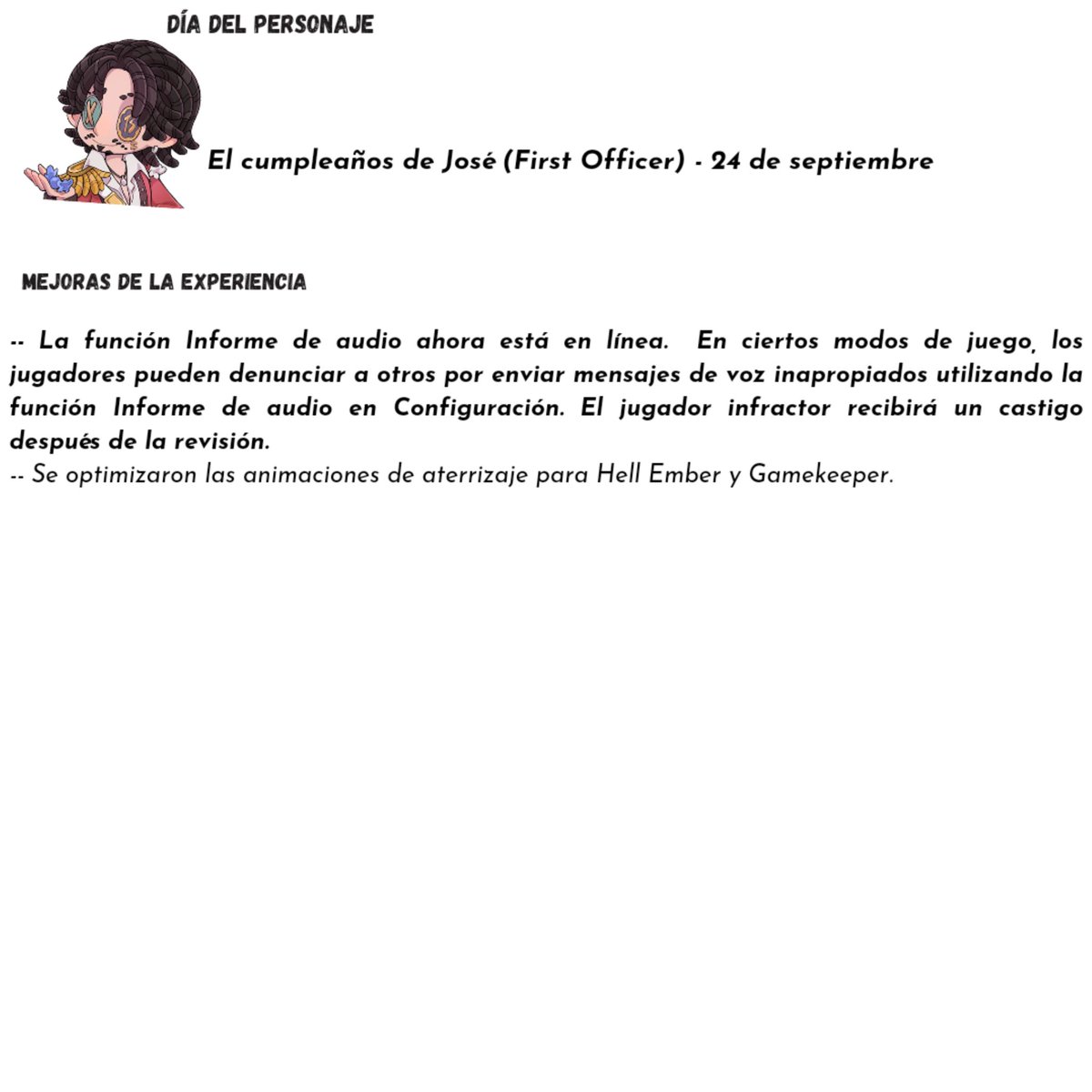 mindsmain's tweet photo. [Notas del parche - 20/09/23]
Mantenimiento con servidores abiertos 
Inicia: 7 p.m. (hora del servidor)
Finaliza: 8:30 - 9:00 p.m. (hora del servidor) https://t.co/VCynKDzgBK