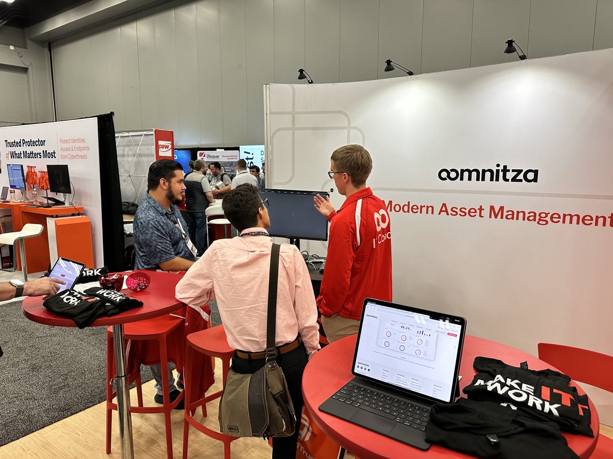 EricJFeldman's tweet photo. It's all happening at #JNUC today at booth 214! Stop by to take our IT Speed Test and get some cool #Oomnitza swag! https://t.co/8WNl4kCxox
