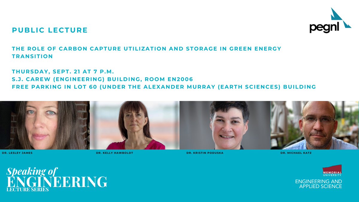 Looking forward to TOMORROW Sep 21 at 7pm. @ProcessENG_MUN Drs James and Hawboldt & others will discuss the role of carbon capture utilization and storage in green energy transition. #SciLit More info at: mun.ca/engineering/co…