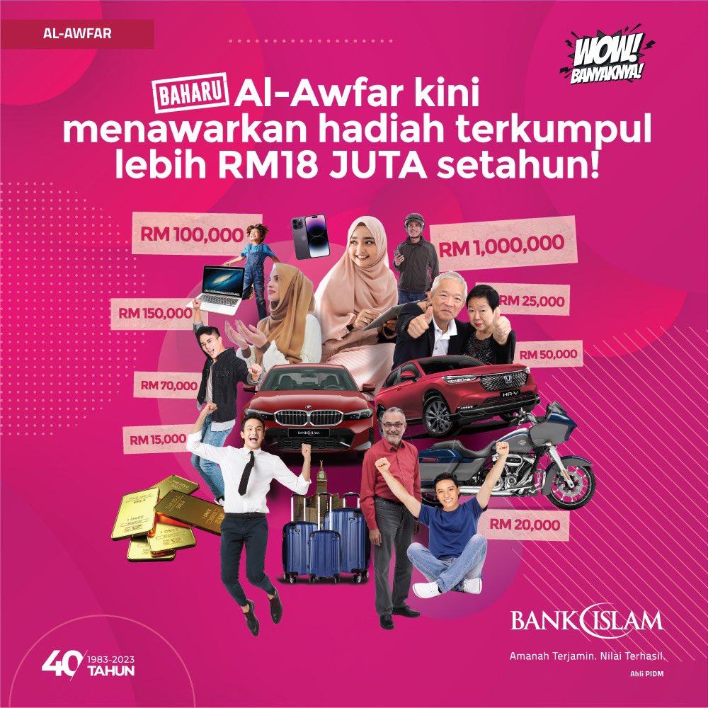 malifnoor_'s tweet photo. Wow Banyaknya!!

Jom buka akaun Al-Awfar di Bank Islam dan rebut peluang untuk menang pelbagai hadiah menarik. 

Lebih banyak pelaburan, lebih tinggi peluang anda untuk jadi pemenang. 

Untuk maklumat lanjut, sila imbas kod QR dibawah. 

#BankIslam #AlAwfarForAll #WOWbanyaknya https://t.co/8Ak22auylE