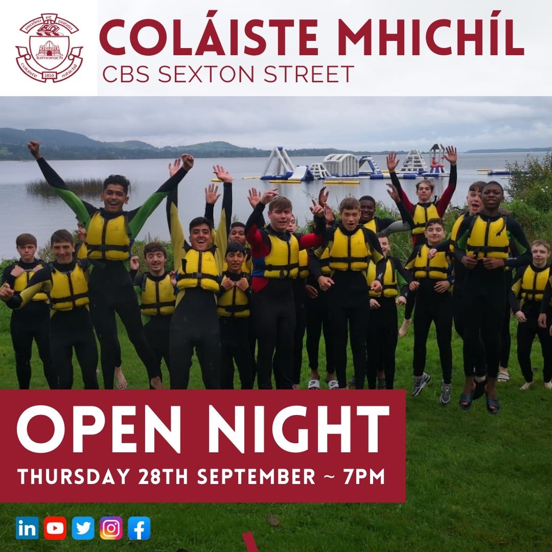 ColaisteMhichil's tweet photo. #Share #OpenNight2023 🎊
Open Night takes place next week. Thursday 28th September at 7pm. https://t.co/tu70DX3Mx2