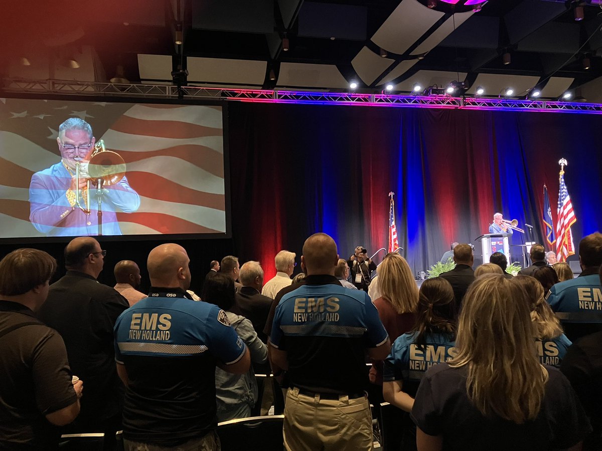 Cardiac arrest survivor Miracle Mo (or is it Meaux <a href="/NewOrleansEMS/">New Orleans EMS</a> ?) kicks off #EMSWorldExpo2023 in the Big Easy with the national anthem. <a href="/EMSWorldOFCL/">EMS World</a>