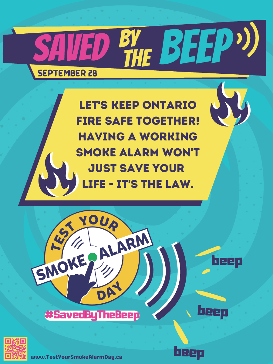 ONFireMarshal's tweet photo. #Ontario had more fire fatalities in 2022 than in the last 20 years. You can help change this tragic statistic by participating in Test Your Smoke Alarm Day on Sept. 28. 
Test your #SmokeAlarms and help spread the message: snap a photo + share it on social with #SavedbytheBeep. https://t.co/AnN9a8y272