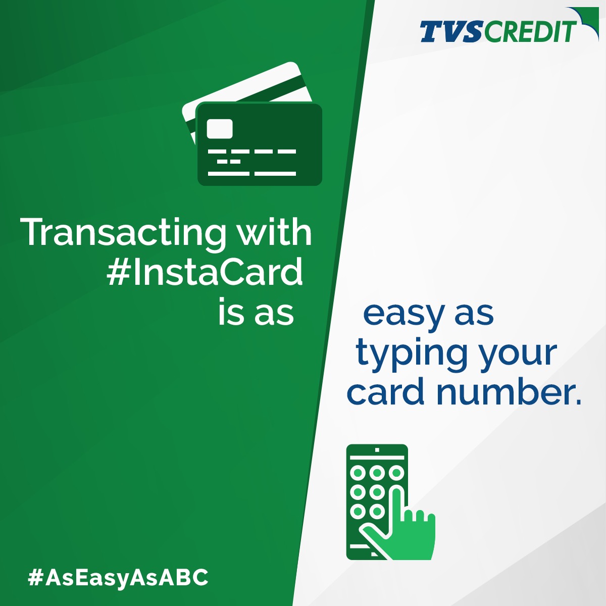 TVSCredit's tweet photo. Taking charge of your financial needs is now as simple as saying A, B, C!
Access funds effortlessly with our readily approved #InstaCard.
To apply, click here: https://t.co/o9hnyOuJk8
#TVSCredit #AsEasyAsABC #InstaCard #TVSCreditLoans #Finance https://t.co/x1E9j1ZGOT