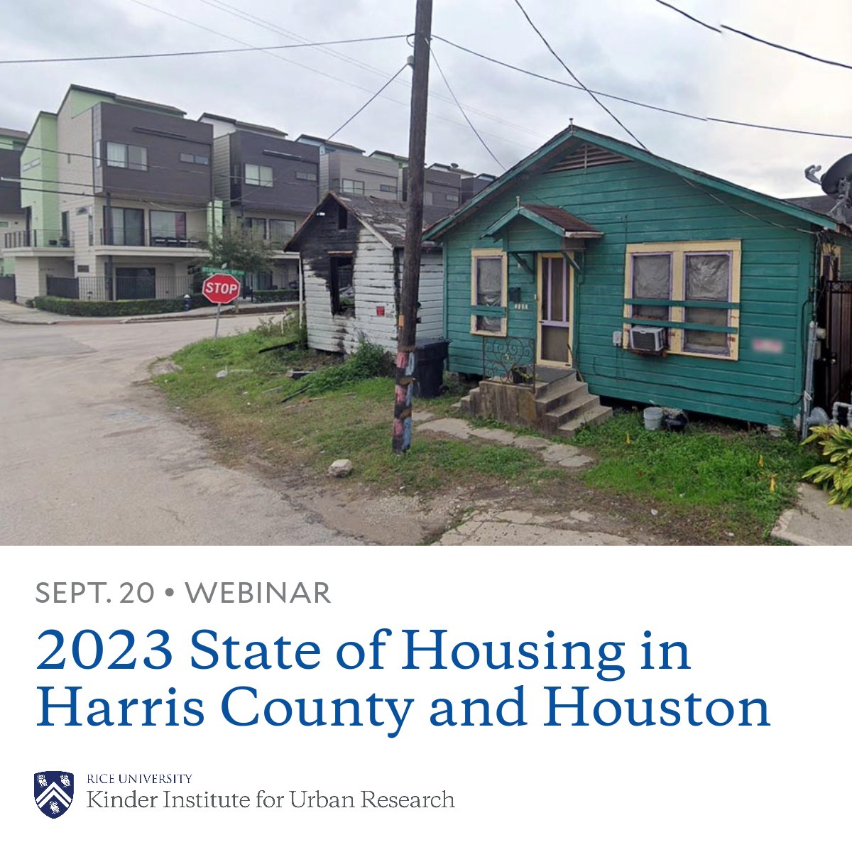 RiceKinderInst's tweet photo. Starting in 5 minutes – come learn about the #StateofHousing in Houston with expert perspectives from @Housing4Houston @LISC_Houston @PRH_Houston. Get the link for the webinar here: https://t.co/hu3bisSeyv https://t.co/8200YXVuN3