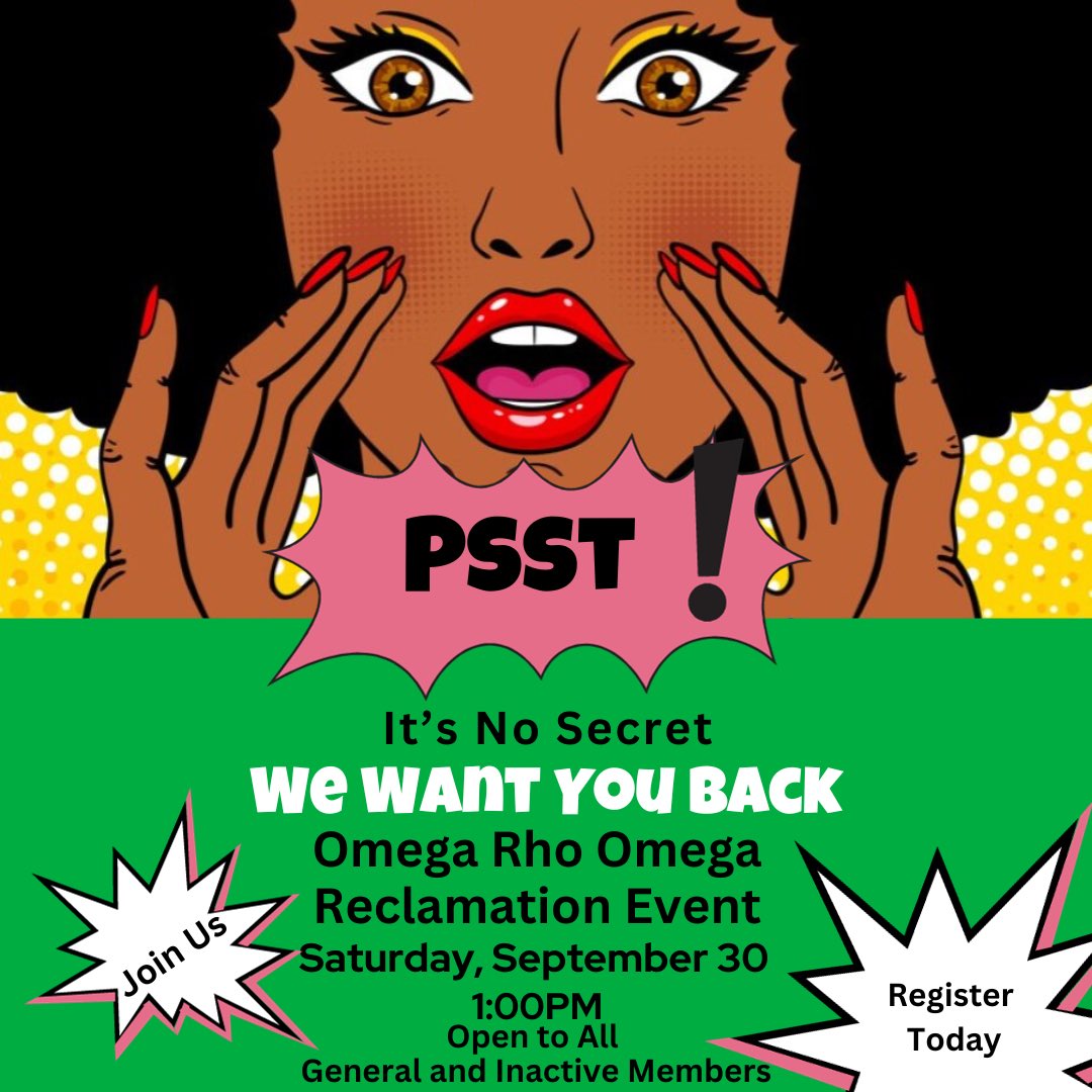 Omega Rho Omega (@orochapteraka) on Twitter photo We miss you! It's time to come back. Join us virtually Saturday, September 30, 1:00PM. We are reclaiming ALL ourĀ pearls. Current general or inactive members, email us atĀ orochapteraka@gmail.comĀ by Thursday, September 28 for more information. We miss you! It's time to come back. Join us virtually Saturday, September 30, 1:00PM. We are reclaiming ALL ourĀ pearls. Current general or inactive members, email us atĀ orochapteraka@gmail.comĀ by Thursday, September 28 for more information.
