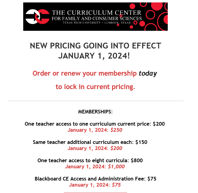 FCSCenter's tweet photo. NEW Pricing will go into effect January 1, 2024. Order or renew today to lock in current prices!
https://t.co/tOvGya5xBK
#ccfcs #ttufcse #ttucohs https://t.co/Ho3R8ScXWd
