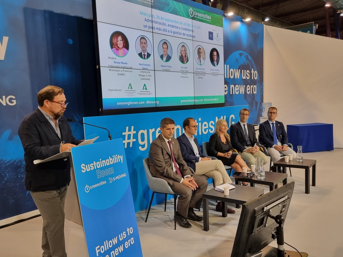 forogreencities's tweet photo. ✅️ Mesa redonda 👉 "Administración, empresa y ciudadanía: un paso más allá a la gestión de residuos"
📍 Sustainability Room
🗣 Con @FAMPcomunica, @LimasamOficial, #Econward, @LlopisAmbiental, @EMASAMalaga y @aytoalm.
➡️ @IDEAJunta @trade_andalucia
#GreencitiesMLG #SMoving https://t.co/iwZAjy1ATB