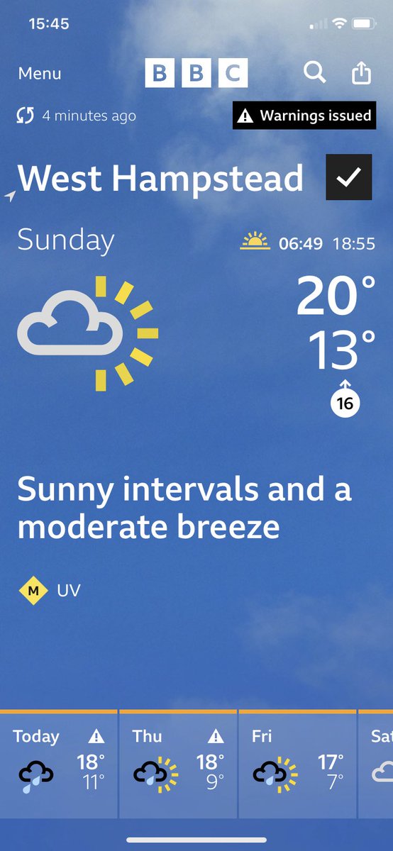 ☔️Rain today, but look at the forecast for local campaigners, West Hampstead Amenity &amp; Transport (WHAT)’s 50th anniversary!

☀️On Sunday 24th WHAT host a car free day on West End Lane. ⛔️ It’ll be closed to traffic. 

🎉Come along &amp; see what WHAT do for #WestHampstead.
