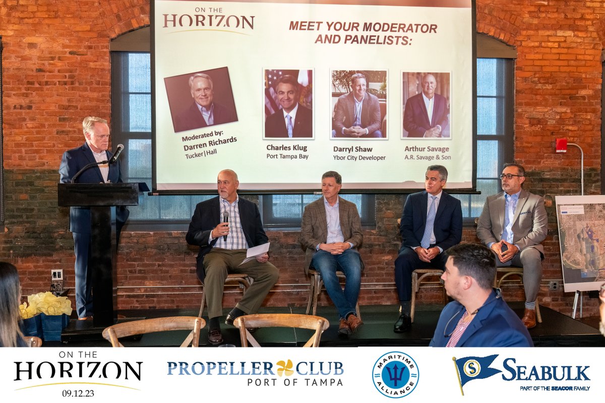 tuckerhall's tweet photo. 📸 ICYMI: Last week, our COO @darrenrichards  moderated an important discussion about deep water access and development at @PropellerTampa's 2nd Annual "On the Horizon" breakfast at @ArmatureWorks.

Pics courtesy: Propeller Club- Port of Tampa

#maritime #tampabay https://t.co/lC6CoWM2oY