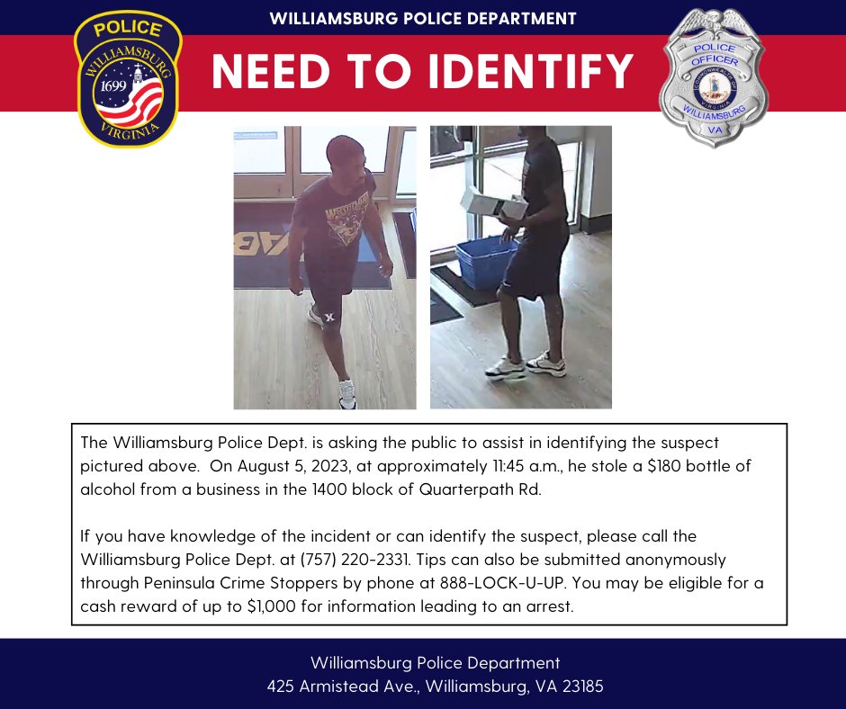 Williamsburg Police (@wpd_757) on Twitter photo 