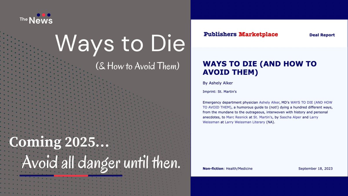 aalkermd's tweet image. COMING SOON: Ways to Die

I’ve been writing since childhood. I have dozens of journals full of words, some spelled correctly. As a doctor, I’ve continued writing. Ways to Die is an entertaining insight into a new world, &amp;amp; if I do my job well, this book might just save your life.