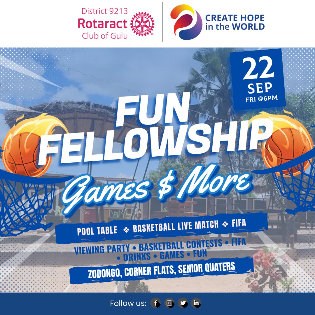 🎉 It's a Fun Fellowship This Friday! 🥳🏀🎱

We're spicing things up, and your invited! 😊

📍 Venue: Zodongo Bar and Restaurant
📅 Date: Friday, September 22, 2023

🏀 We've got a mini basketball court, pool table.
🎲 Plus, we have more exciting games and surprises!