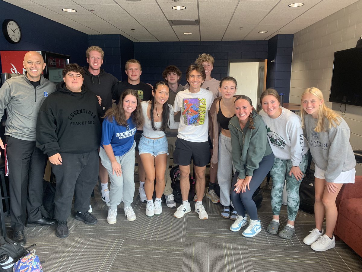 ROCH_Athletics's tweet photo. Special thanks to Mr. Deluca for coming and talking to our fall captains about leadership and leaving a legacy, Go Falcons! @NeilDeLuca @MrWrinkleRHS @MrWrinkleRHS @RHSFalcons @rochcommschools https://t.co/XfkpKj9zpr