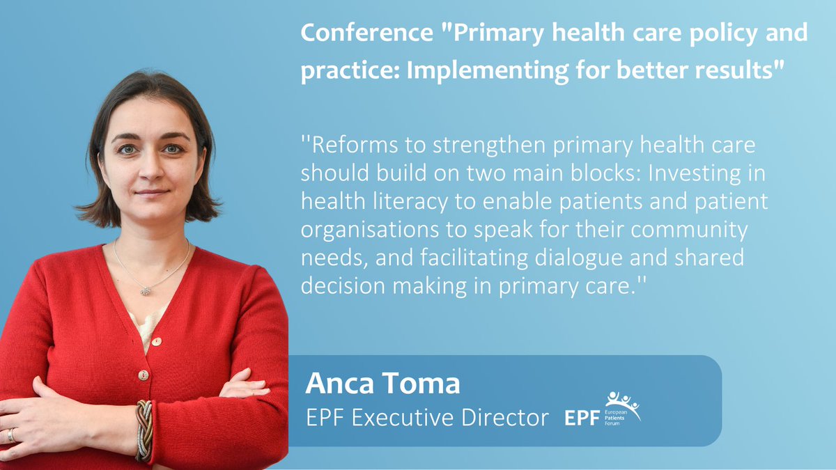 How can we build people-centred health care systems?🤔 Today @Anca4health, EPF's Executive Director participated in a virtual roundtable on the importance of primary care at the conference 'Primary health care policy and practice: Implementing for better results'. @WHO