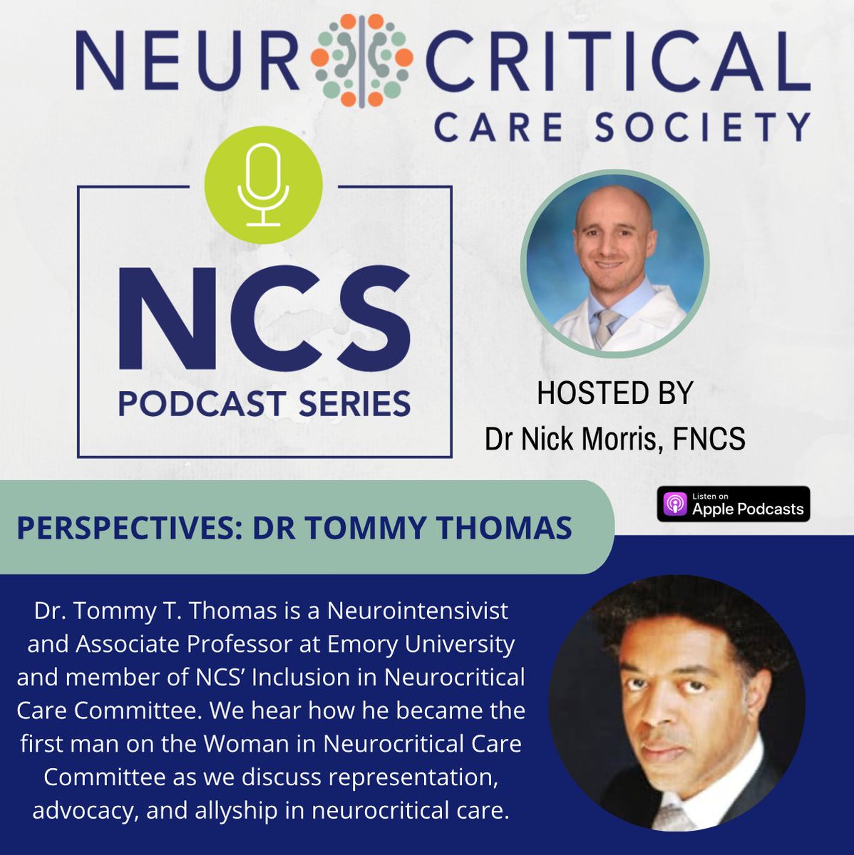 Neurocritical Care Society (@neurocritical) on Twitter photo A new Perspectives podcast episode has just dropped! In this episode, <a href="/namorrismd/">Nicholas Morris</a> interviews Dr. Tommy Thomas, a neurointensivist and associate professor at Emory University and NCS' Inclusion in Neurocritical Care Committee (INCC) member. Listen now: ow.ly/eECe50PMZzQ A new Perspectives podcast episode has just dropped! In this episode, <a href="/namorrismd/">Nicholas Morris</a> interviews Dr. Tommy Thomas, a neurointensivist and associate professor at Emory University and NCS' Inclusion in Neurocritical Care Committee (INCC) member. Listen now: ow.ly/eECe50PMZzQ