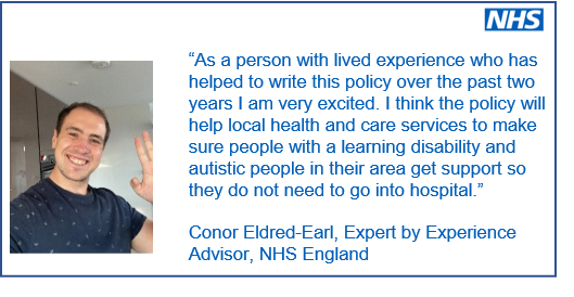 NHSAbility's tweet photo. Conor tells us about the changes to policy to help #autistic people and people with a #LearningDisability get the right #MentalHealth support, in the right place and how people with lived experience have been involved in writing the policy https://t.co/EqHRogbtAL #CETR https://t.co/eSochqCtWc