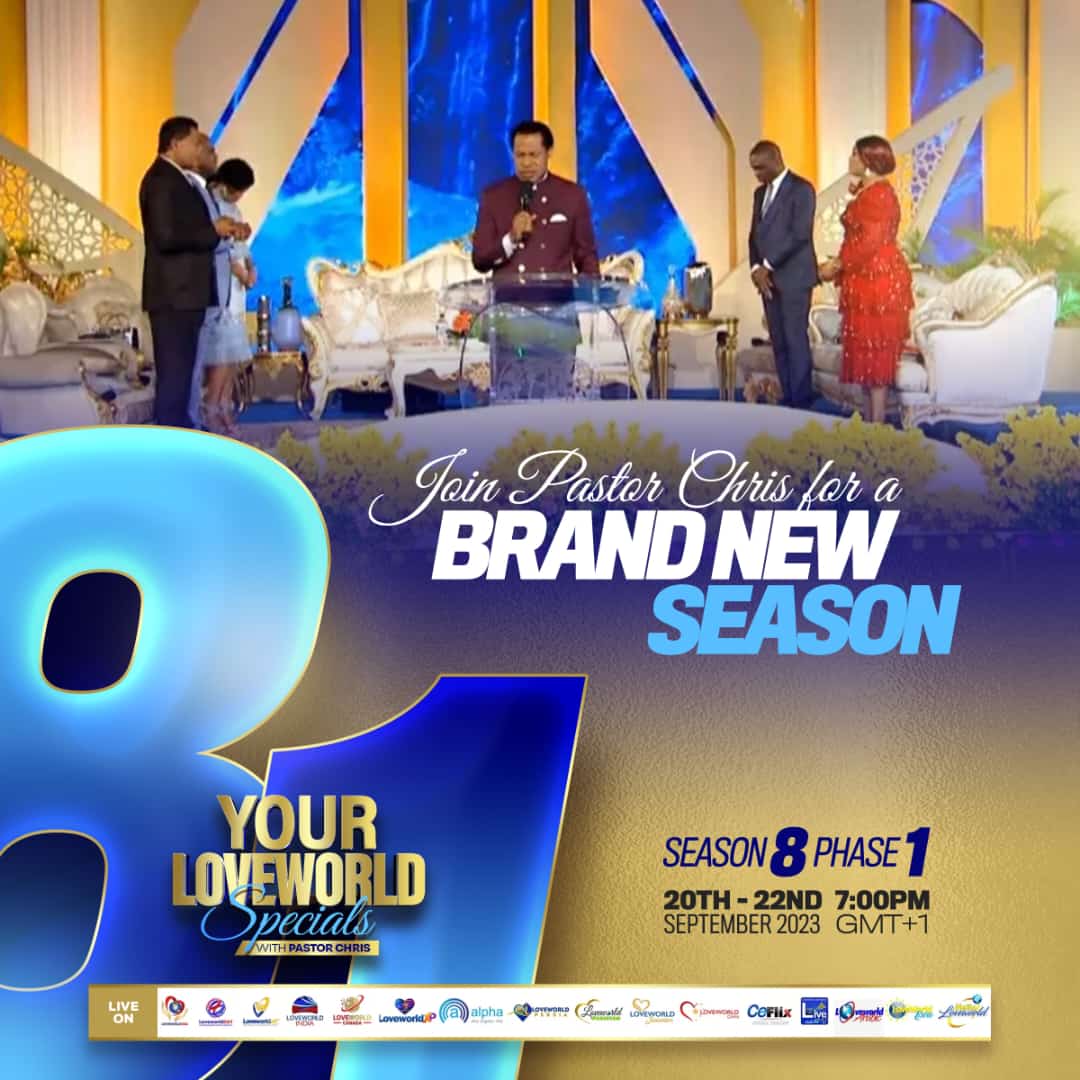 We START TODAY 📌

Your Loveworld Specials
Season 8 Phase 1

#YLWS #YLWSS8P1
#PastorChris