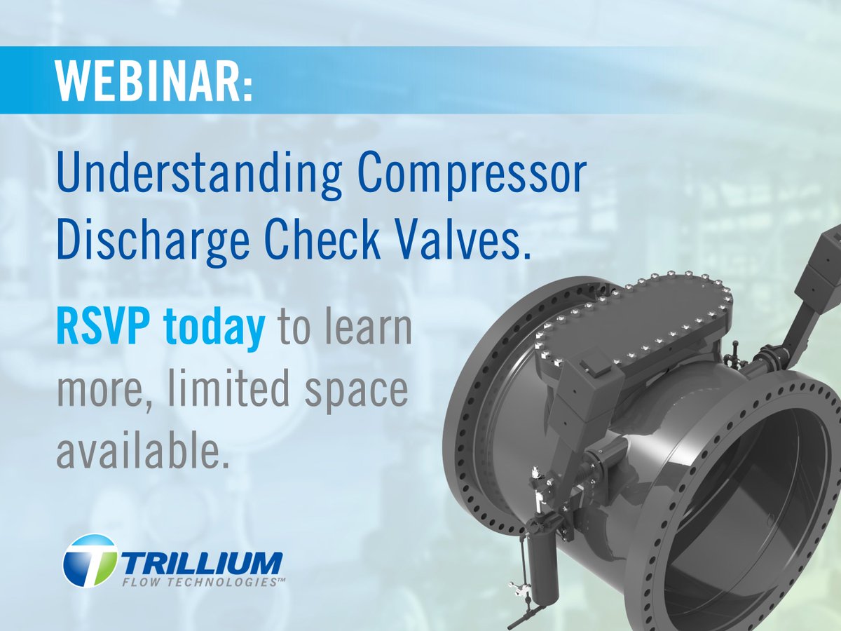 Trilliumflow's tweet image. The Atwood &amp;amp; Morrill Compressor Discharge Check #Valve is specifically designed to provide positive protection against #reverseflow in compressor/blower systems.

Learn more by reserving your seat for our upcoming #webinar. RSVP here: okt.to/71Z6B9