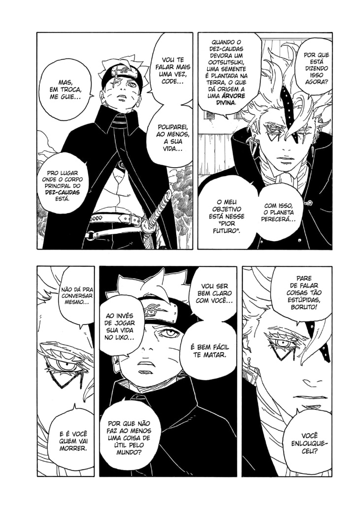 Boruto: Naruto debate futuro de Kawaki em novo capítulo do mangá