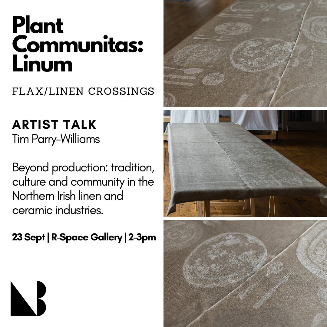 ARTISTS TALKS - 23 Sept | 2-3pm | <a href="/RspaceLisburn/">R-Space Gallery</a> 

<a href="/timtheweaver/">Tim Parry-Williams</a> will be talking about his ongoing ‘Dinner Service’ project exploring 2 distinct NI industries - linen &amp; ceramic production. 

Meet the artist in R-Space or watch via livestream on Instagram -@linenaliveni