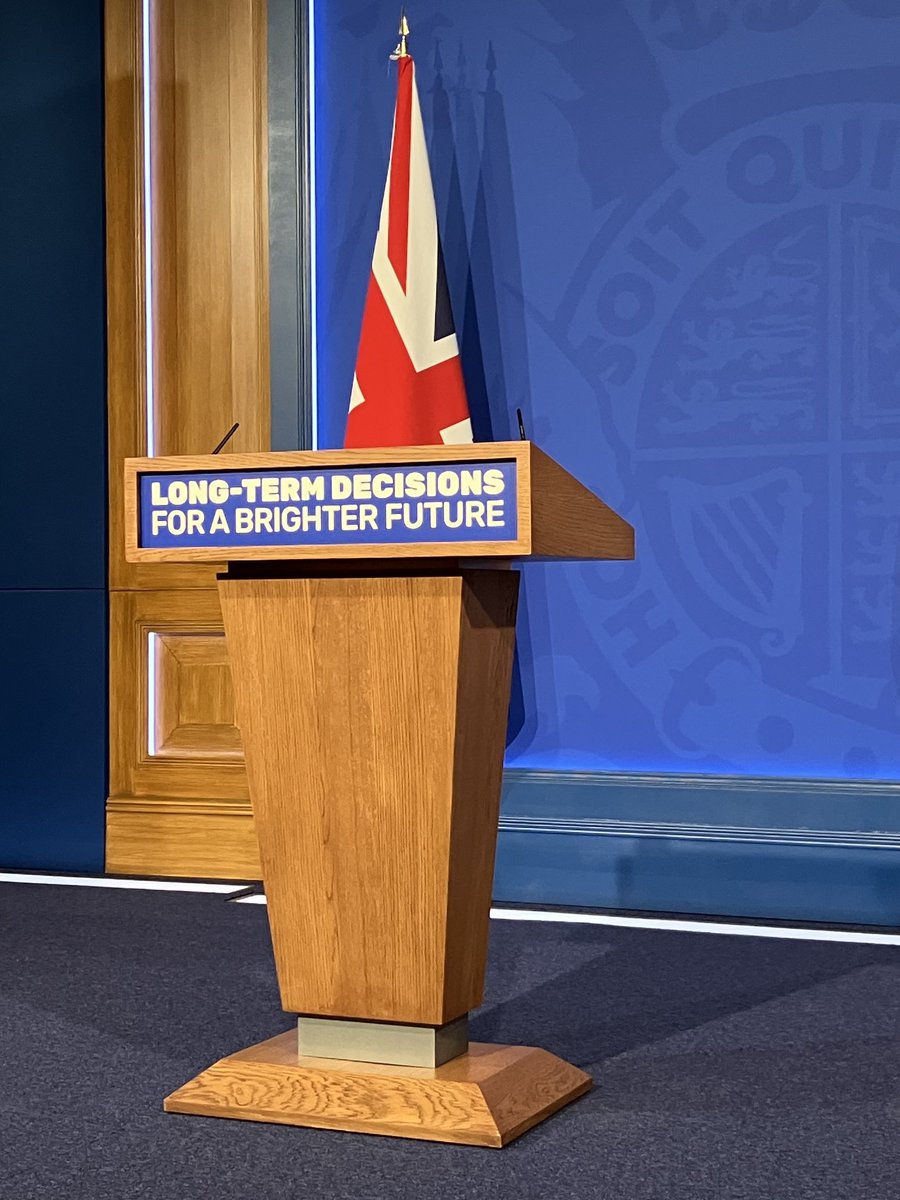 PippaCrerar's tweet photo. Interesting to see the Conservative’s conference slogan on the lectern in Downing Street as we await Rishi Sunak’s net zero announcement. https://t.co/XWc2r8vQi2