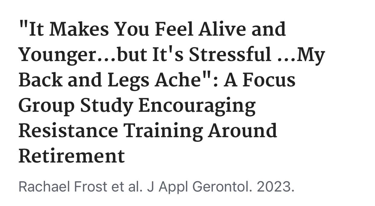 Delighted to see this in print. Important insight into perceptions of muscle strength & resistance training at a critical juncture in life. ➡️ tinyurl.com/ydejf6hp