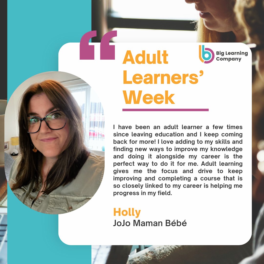 📢Don't just take our word for it! 📢

As part of #AdultLearnersWeek some of our fantastic learners have kindly shared their insights into what it means to be an Adult Learner!

Here is what Holly had to say...