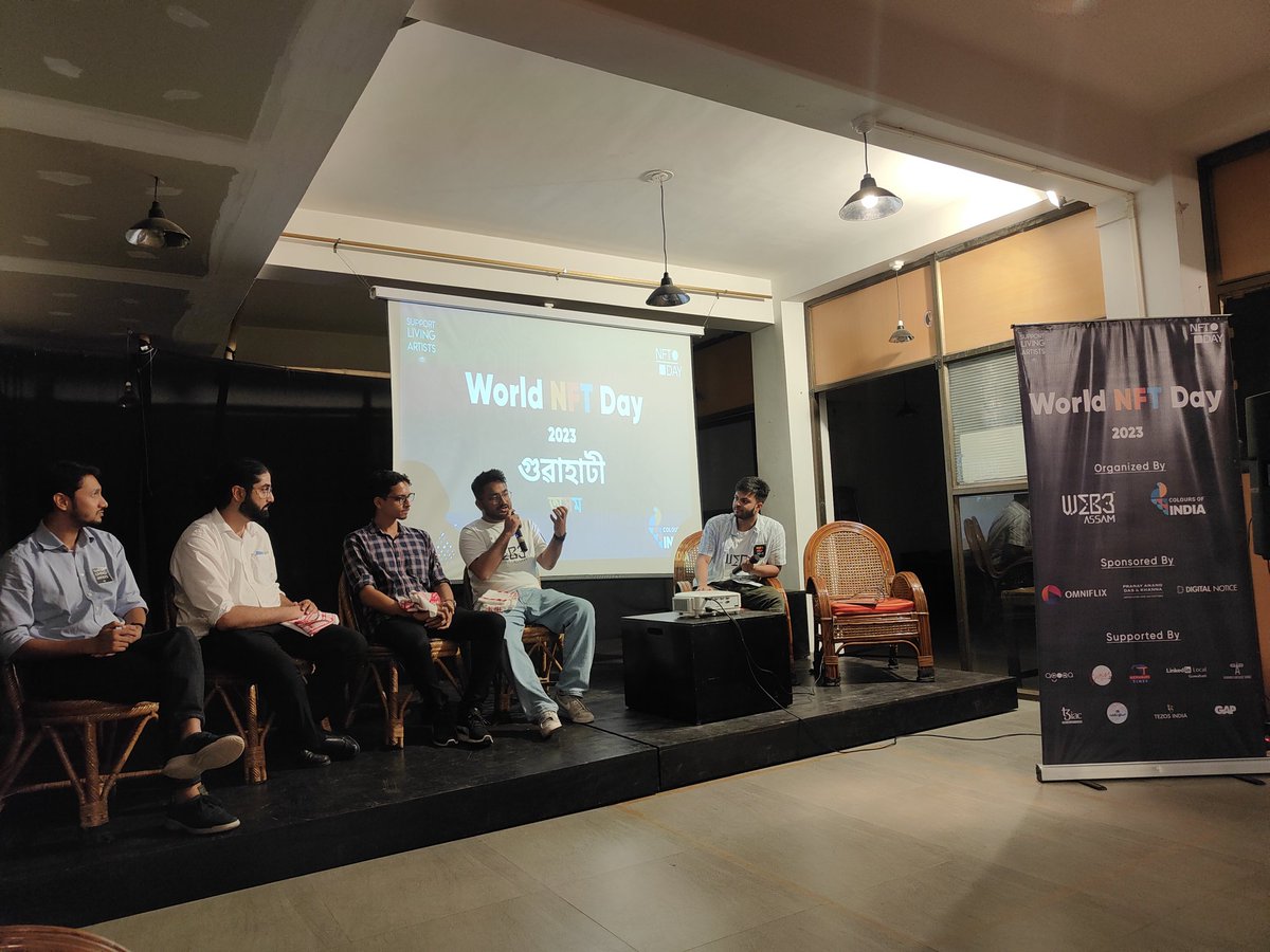 Main Event for #WorldNFTDay in Guwahati starts with a bang 🥁

We  can't control our excitement as the panel kills it on stage 🥵🥵

Btw <a href="/OfficialNFTDay/">NFT Day | September 20</a> can we have a prize for most Aesthetic Venue .......
Guwahati is surely winning it 👀

<a href="/angadbsodhi/">Angad B Sodhi 🦉 #SUPPORTLIVINGARTISTS</a> <a href="/coi_nft/">COI NFT</a>
