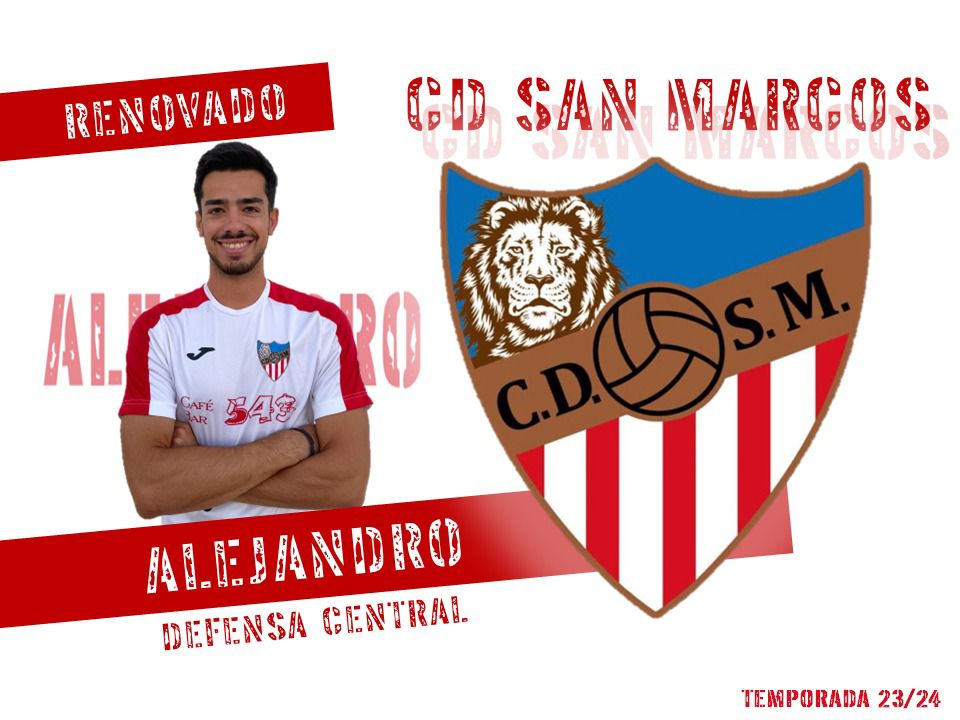 🚨🚨🚨  

𝗦𝗘 𝗤𝗨𝗘𝗗𝗔  

Alejandro 'Pato' renueva su compromiso con el CD San Marcos. El central corraleño continuará con nosotros una temporada más aportando seguridad y templanza a la zaga.