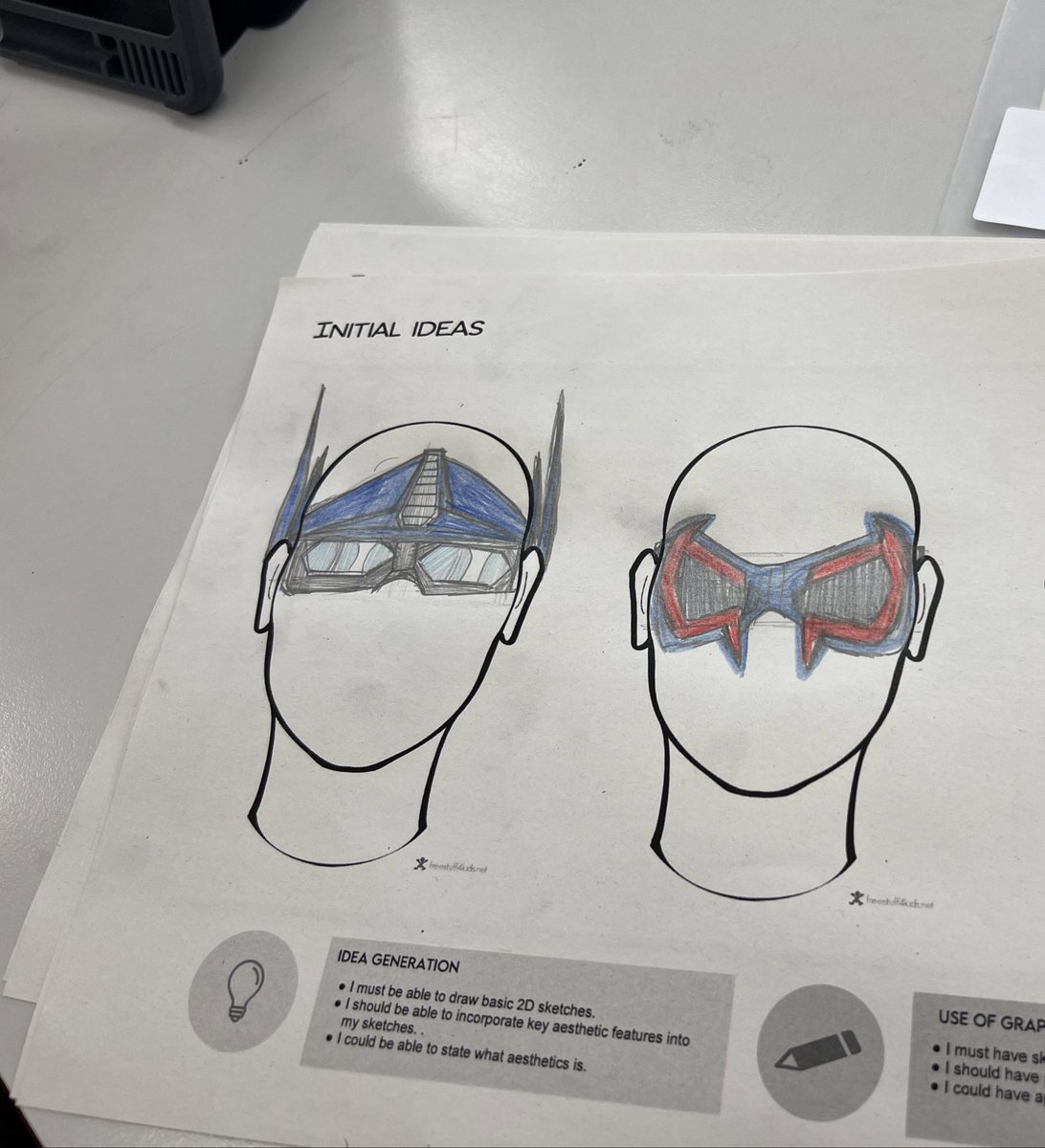 MissHen09782355's tweet photo. S1 D&amp;T superhero inspired  novelty sunglasses Initial ideas today. https://t.co/EXYc2UOTNx