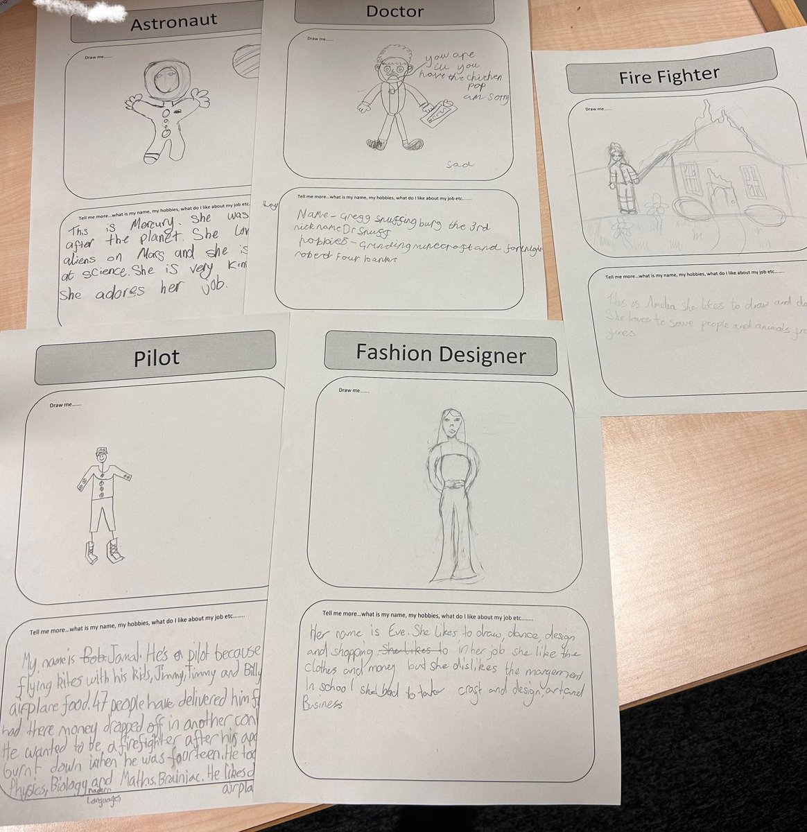 Just a few of the amazing drawings and ‘career stories’ from the S1’s today- what imaginations and creativity 🥰